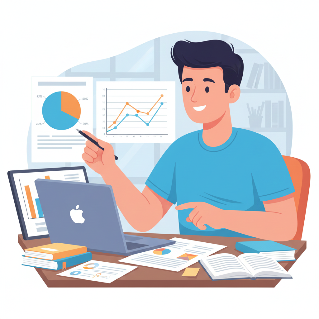 IBPS PO Data Interpretation illustration with charts, graphs and DI practice setup.