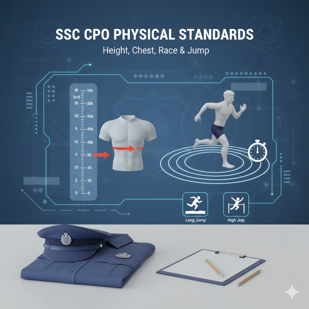 SSC CPO physical test height chest running infographic