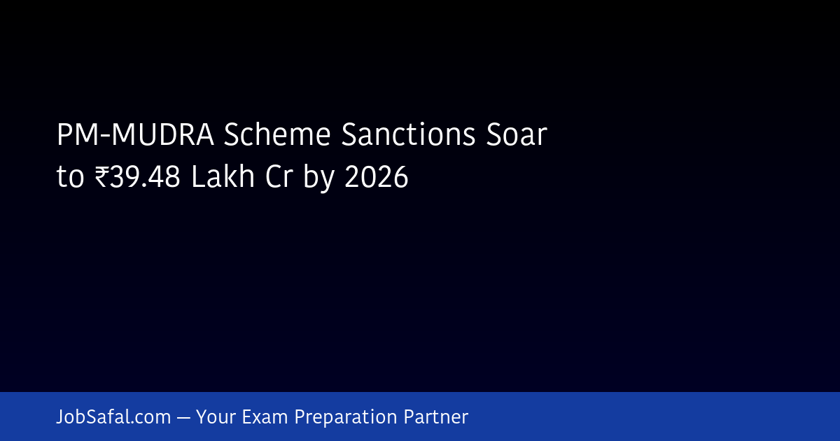 PM-MUDRA Scheme Sanctions Soar to ₹39.48 Lakh Cr by 2026