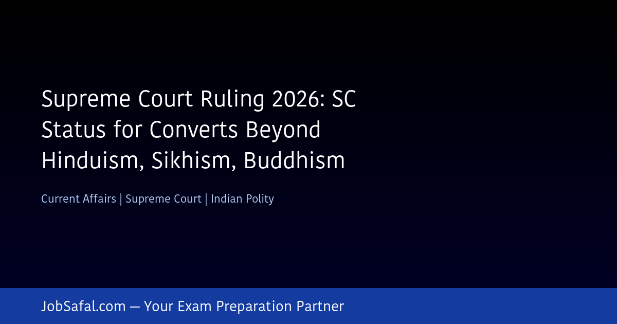 Supreme Court Ruling 2026: SC Status for Converts Beyond Hinduism, Sikhism, Buddhism