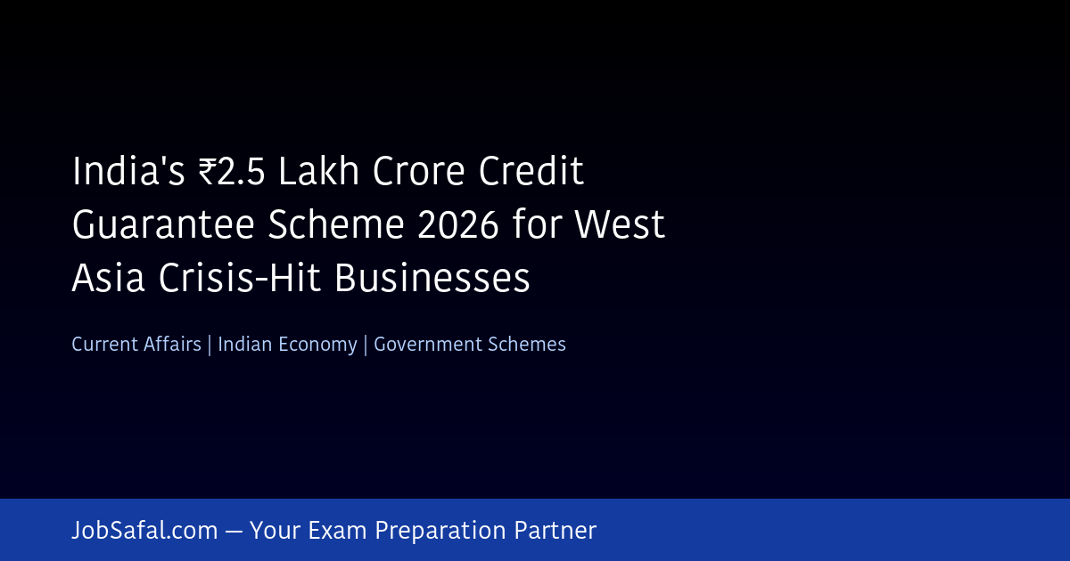India's ₹2.5 Lakh Crore Credit Guarantee Scheme 2026 for West Asia Crisis-Hit Businesses