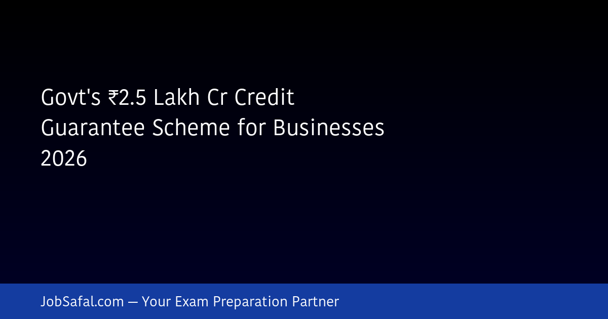 Govt's ₹2.5 Lakh Cr Credit Guarantee Scheme for Businesses 2026