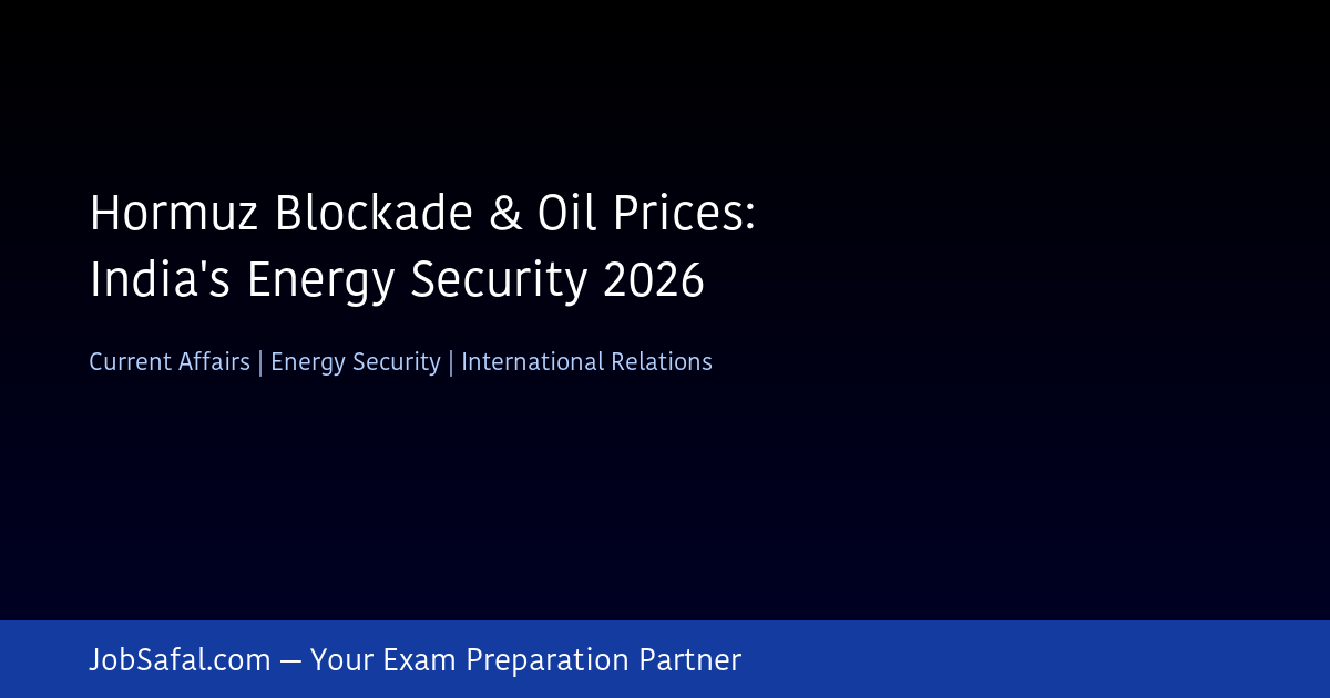 Hormuz Blockade & Oil Prices: India's Energy Security 2026