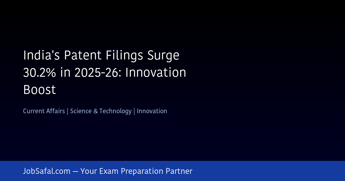 India's Patent Filings Surge 30.2% in 2025-26: Innovation Boost