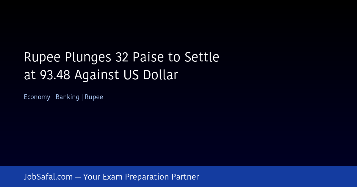 Rupee Plunges 32 Paise to Settle at 93.48 Against US Dollar