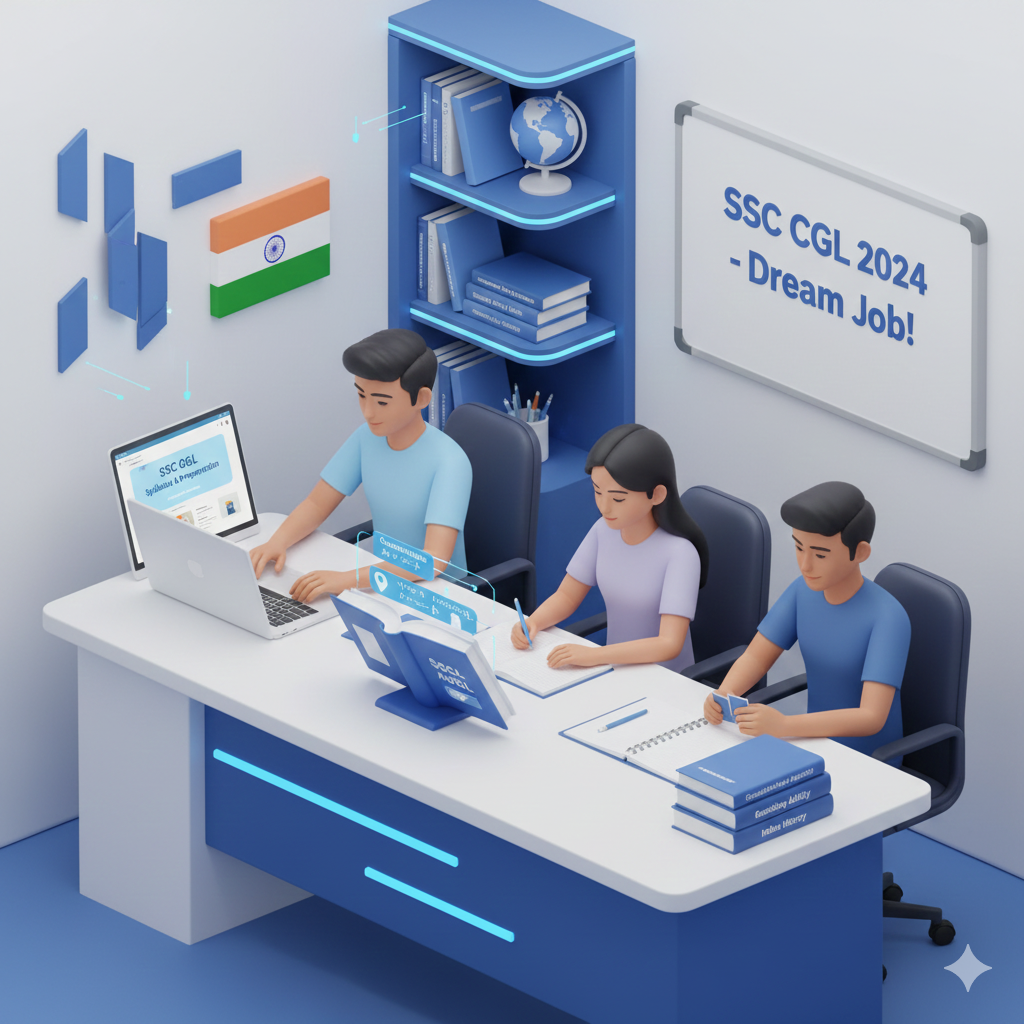 SSC CGL Syllabus 2025 study preparation illustration