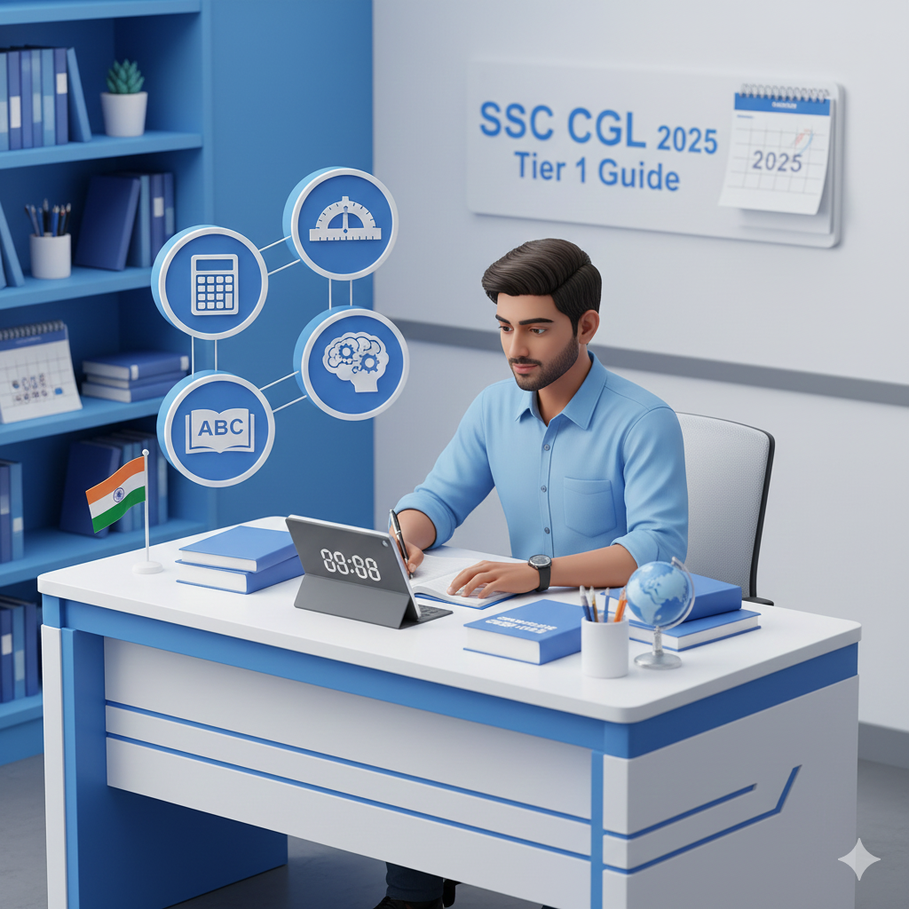 SSC CGL Tier 1 2025 preparation section-wise strategy illustration File Name: ssc-cgl-tier1-strategy-2025.png