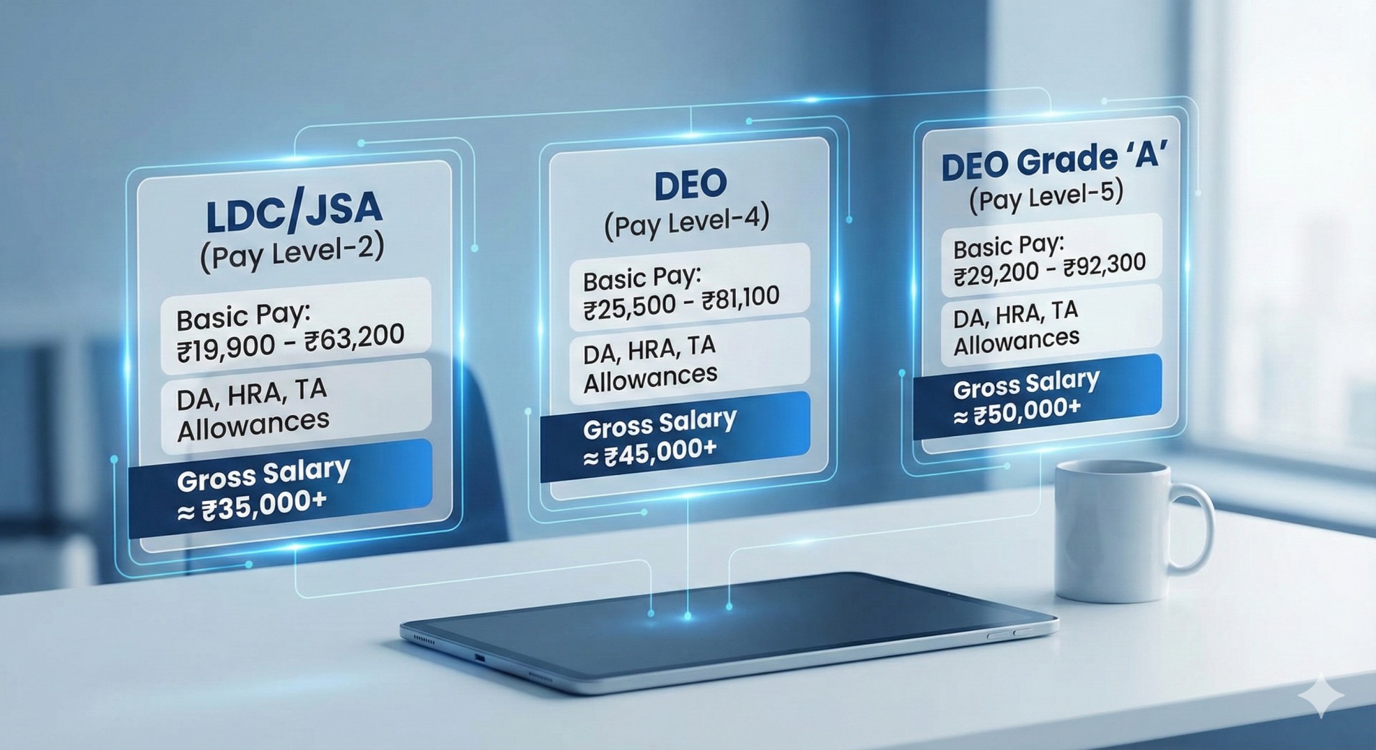 SSC CHSL salary structure infographic for LDC and DEO posts