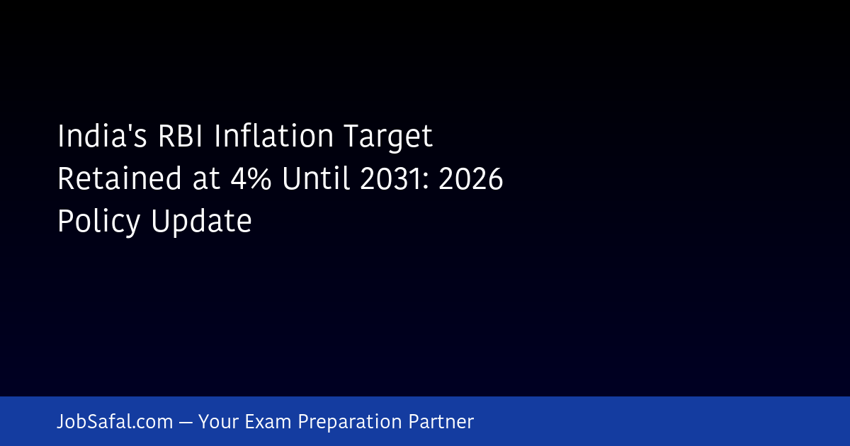 India's RBI Inflation Target Retained at 4% Until 2031: 2026 Policy Update